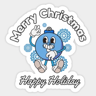 Retro vintage blue christmas light bulb Sticker